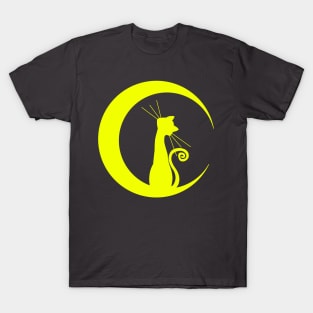 Yellow moon cat T-Shirt